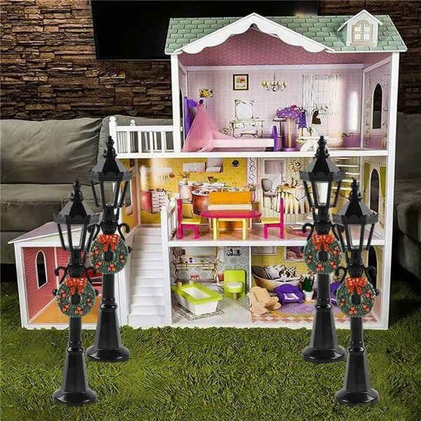 Mini lanterne natalizie 4 pezzi per casa delle bambole e giardino delle fate