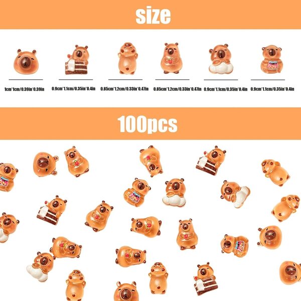 100 Mini Kapibara in Resina per Decorazioni Fai Da Te e Case delle Bambole