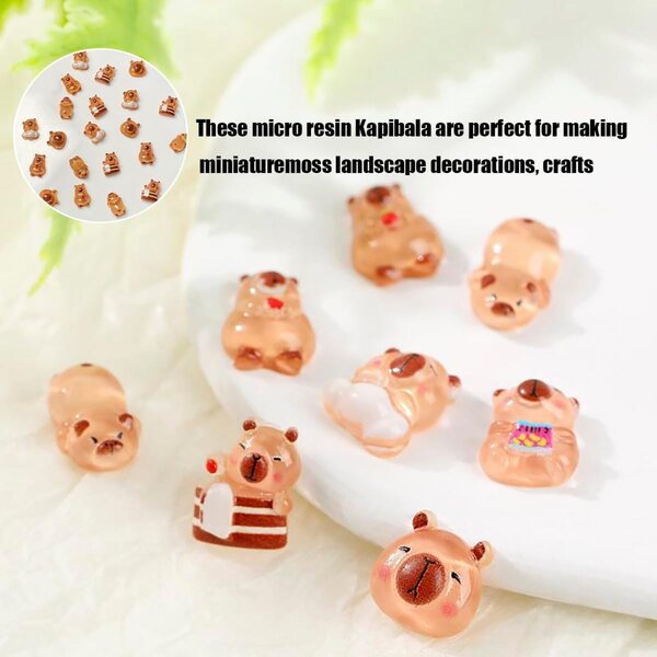 100 Mini Kapibara in Resina per Decorazioni Fai Da Te e Case delle Bambole