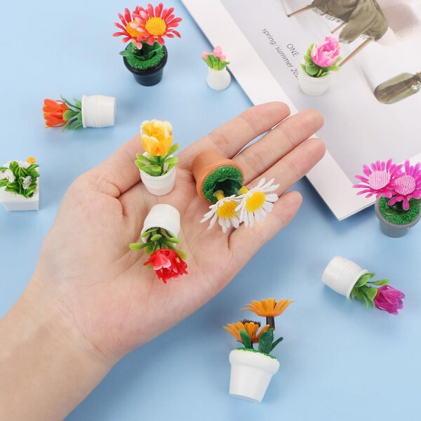 11 mini vasi di fiori artificiali in miniatura per giardini fatati e case delle bambole