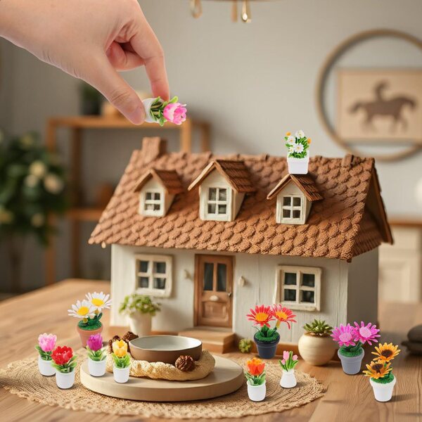 11 mini vasi di fiori artificiali in miniatura per giardini fatati e case delle bambole