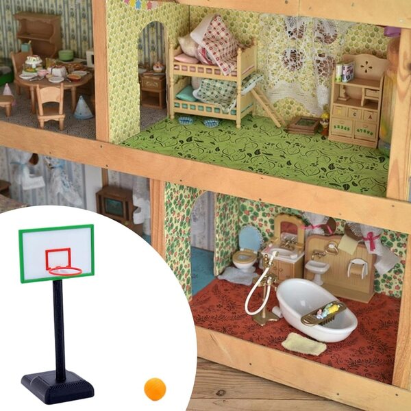Canestro da Basket Miniatura 1:12 per Casa delle Bambole con Palla - Folpus