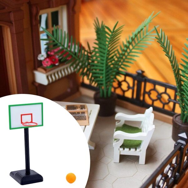 Canestro da Basket Miniatura 1:12 per Casa delle Bambole con Palla - Folpus