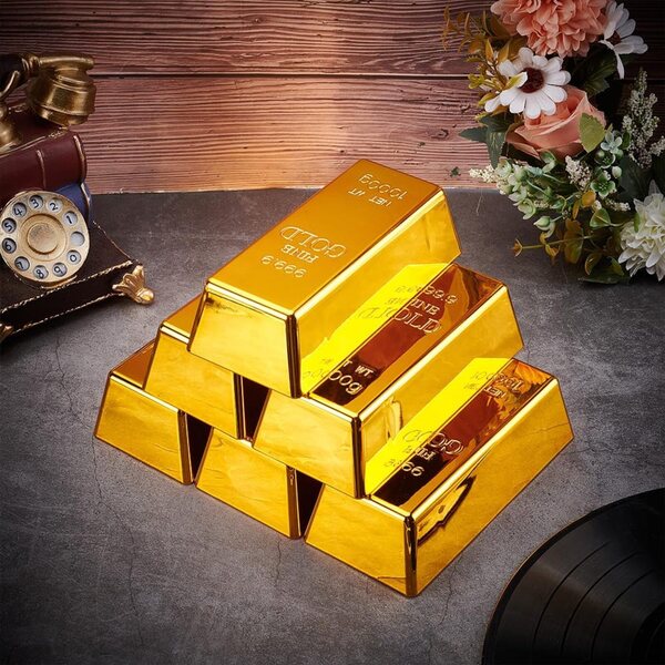 UNICRAFTALE Set 6 Falsi Lingotti d'Oro in ABS 16,5x7,6x5 cm per Decorazioni e Accessori Scene