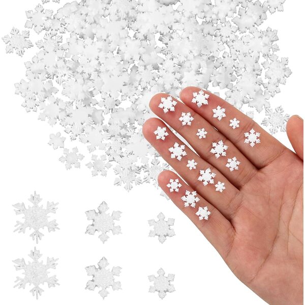 Mini Fiocchi di Neve in Resina glitterati 210 pezzi per decorazioni natalizie fai da te