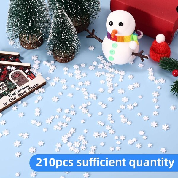 Mini Fiocchi di Neve in Resina glitterati 210 pezzi per decorazioni natalizie fai da te