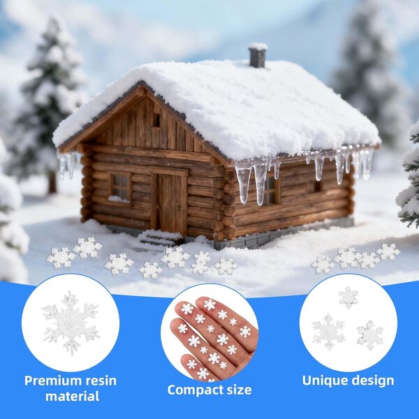 Mini Fiocchi di Neve in Resina glitterati 210 pezzi per decorazioni natalizie fai da te