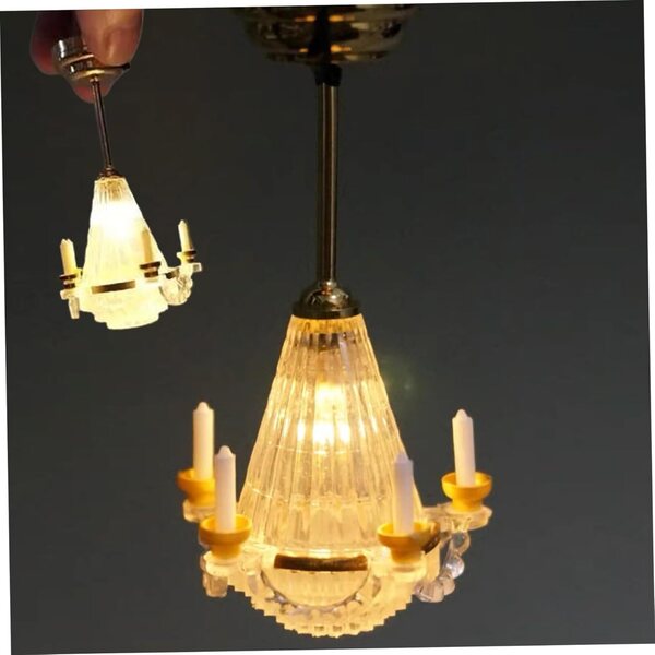 Lampadario LED per casa delle bambole in scala 1:12, illuminazione a batteria