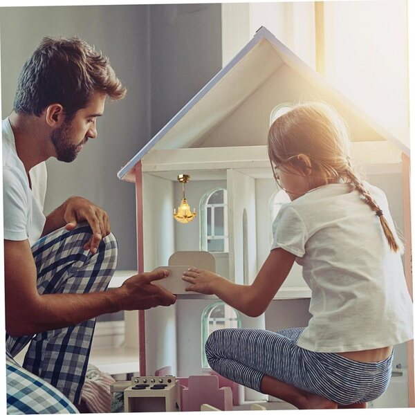 Lampadario LED per casa delle bambole in scala 1:12, illuminazione a batteria