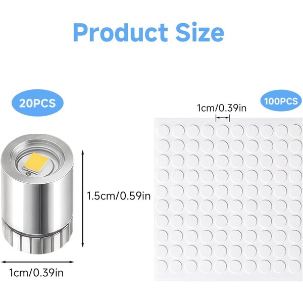 20 Mini Luci LED Decorative Stalora con 100 Punti Colla per Modellismo e Fai da Te