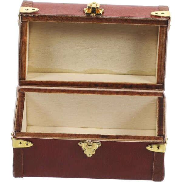 Valigia Mini Vintage in Legno e Pelle per Casa delle Bambole - Accessorio Decorativo Realistico