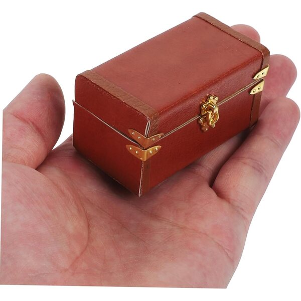 Mini-Vintage-Koffer aus Holz und Leder für Puppenhäuser – realistisches dekoratives Accessoire
