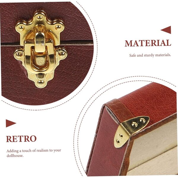 Mini-Vintage-Koffer aus Holz und Leder für Puppenhäuser – realistisches dekoratives Accessoire