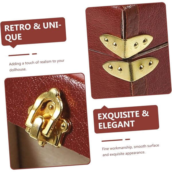 Mini-Vintage-Koffer aus Holz und Leder für Puppenhäuser – realistisches dekoratives Accessoire