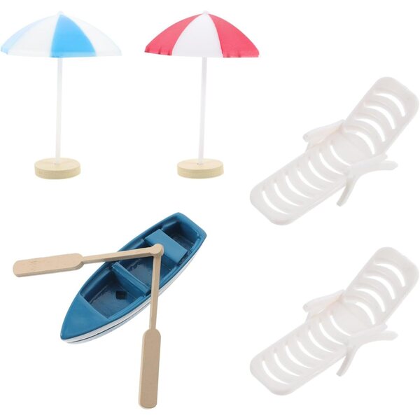 Gatuida Mini Decorazioni Spiaggia Robuste per Giardino delle Fate con Ombrelloni e Barchette