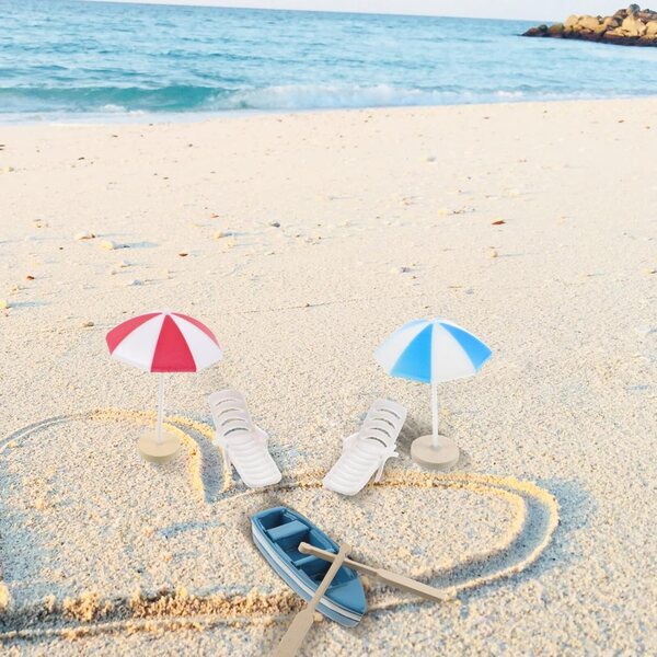 Gatuida Mini Decorazioni Spiaggia Robuste per Giardino delle Fate con Ombrelloni e Barchette