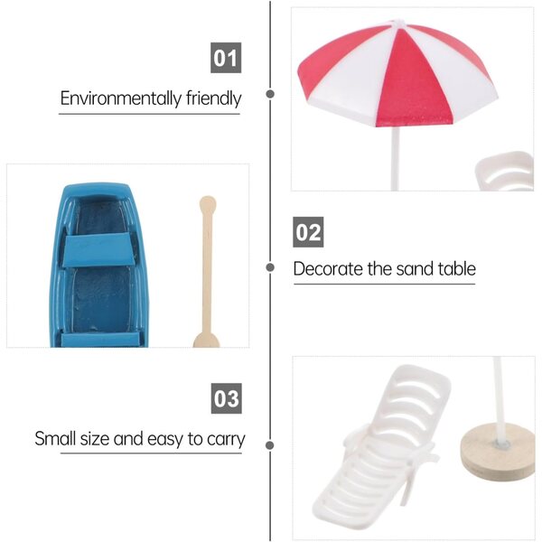Gatuida Mini Decorazioni Spiaggia Robuste per Giardino delle Fate con Ombrelloni e Barchette