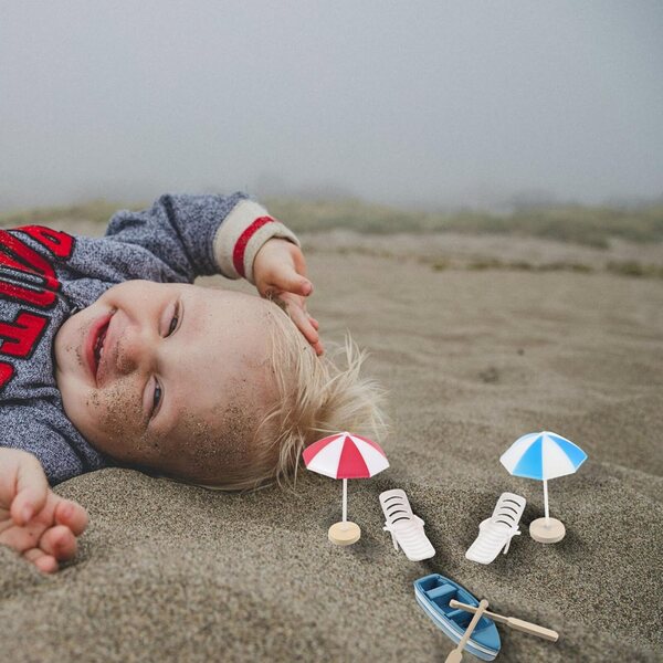 Gatuida Mini Decorazioni Spiaggia Robuste per Giardino delle Fate con Ombrelloni e Barchette