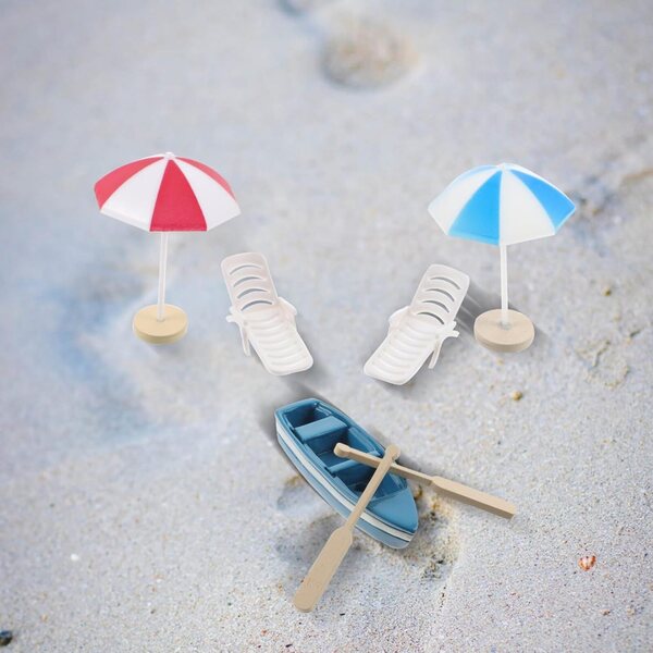 Gatuida Mini Decorazioni Spiaggia Robuste per Giardino delle Fate con Ombrelloni e Barchette