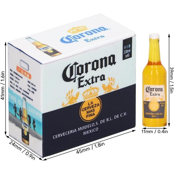 Set 8 Bottiglie di Birra Miniatura in Resina per Casa delle Bambole Scala 1:12