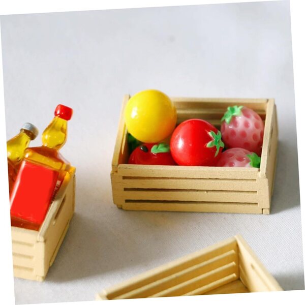 Set 5 Mini Cestini in Legno per Casa delle Bambole – Portaoggetti Dettagliati e Versatili