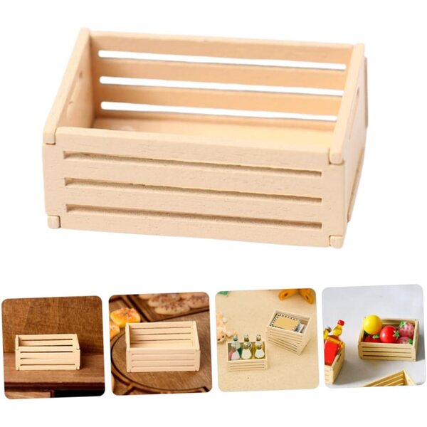 Set 5 Mini Cestini in Legno per Casa delle Bambole – Portaoggetti Dettagliati e Versatili