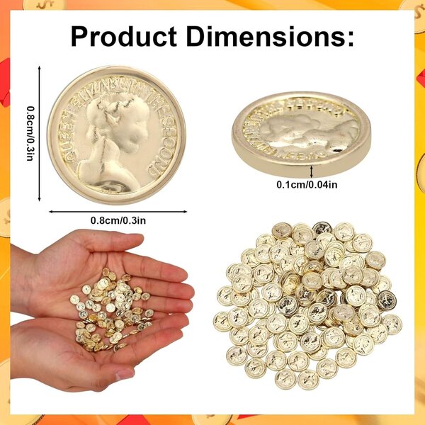 Lyreh 120pz Monete D'oro Miniatura 0,8x0,8cm per Artigianato Casa delle Bambole