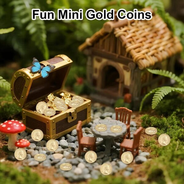 Lyreh 120pz Monete D'oro Miniatura 0,8x0,8cm per Artigianato Casa delle Bambole