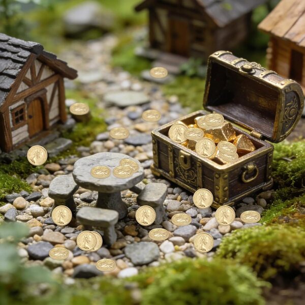 Lyreh 120pz Monete D'oro Miniatura 0,8x0,8cm per Artigianato Casa delle Bambole
