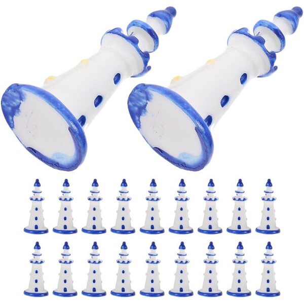 BESPORTBLE 20 Mini Fari in Resina Azzurri per Casa delle Bambole e Diorami