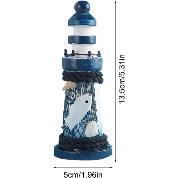Set 4 Fari Nautici in Miniatura in Legno - Decorazione Tema Mare e Vintage