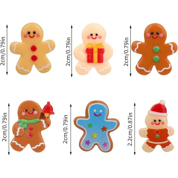 60 Ornamenti Natalizi Omino Pan di Zenzero in Resina, 6 Stili per Decorazioni Natale
