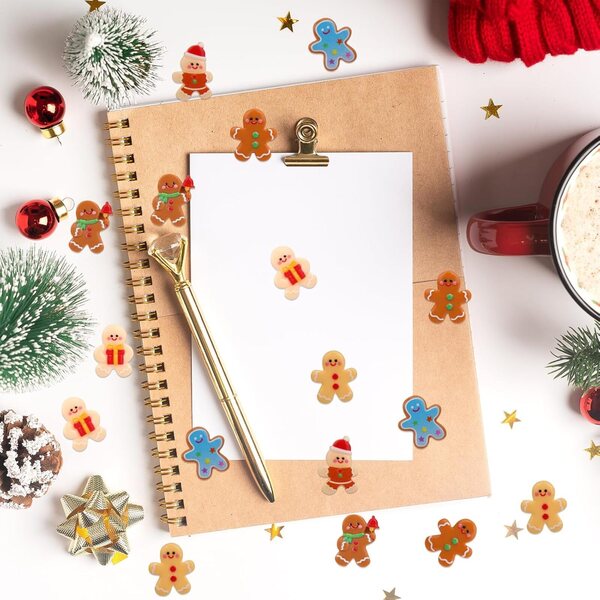 60 Ornamenti Natalizi Omino Pan di Zenzero in Resina, 6 Stili per Decorazioni Natale