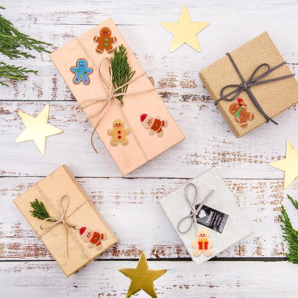 60 Ornamenti Natalizi Omino Pan di Zenzero in Resina, 6 Stili per Decorazioni Natale
