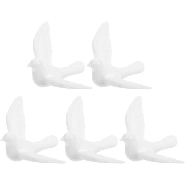 5 Mini Colombe in Resina Bianca per Decorazioni Fai da Te e Giardino, Statuette Artigianali