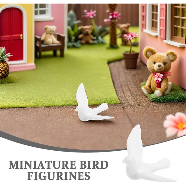 5 Mini-Tauben aus weißem Harz für Heimwerker- und Gartendekorationen, handgefertigte Statuetten