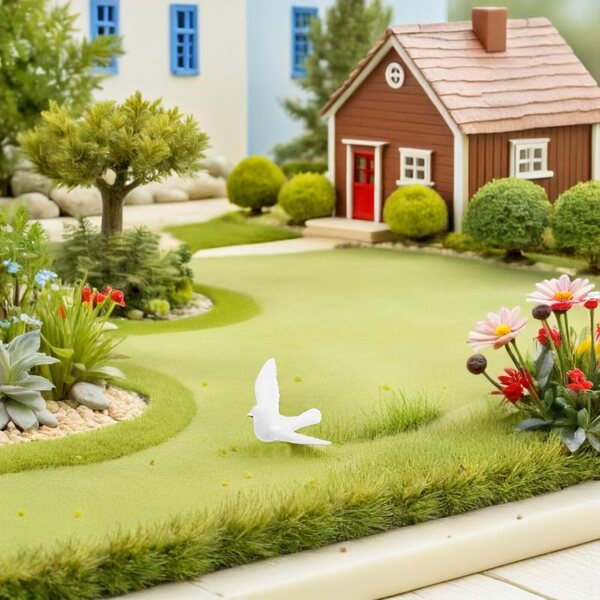5 Mini-Tauben aus weißem Harz für Heimwerker- und Gartendekorationen, handgefertigte Statuetten