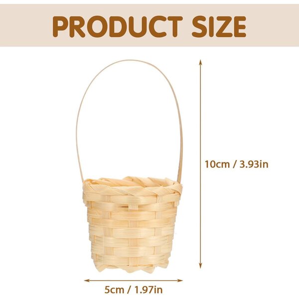 12 Mini Cestini Intrecciati in Bamboo con Manico, Decorazione Rustica per Feste e Matrimoni