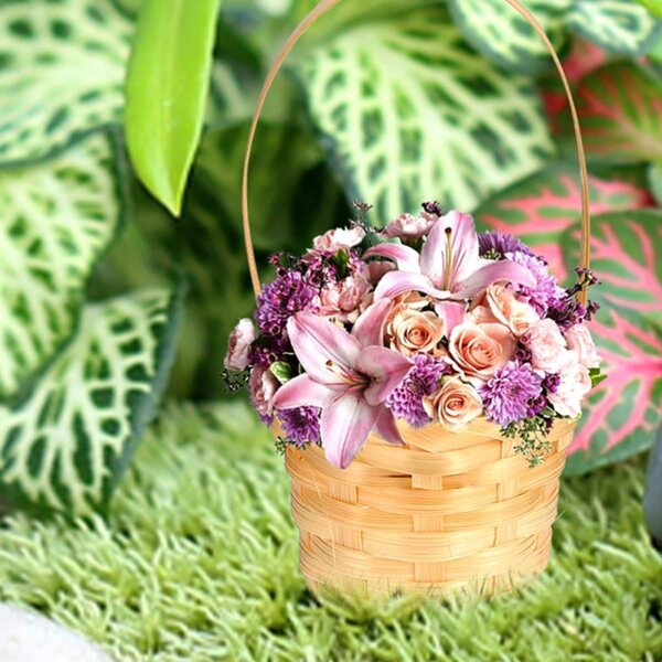 12 Mini Cestini Intrecciati in Bamboo con Manico, Decorazione Rustica per Feste e Matrimoni