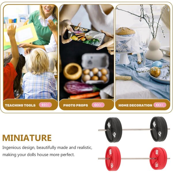 BESPORTBLE Mini Bilanciere Casa Fitness Decorativo Nero e Rosso per Dollhouse e Scenari Miniatura