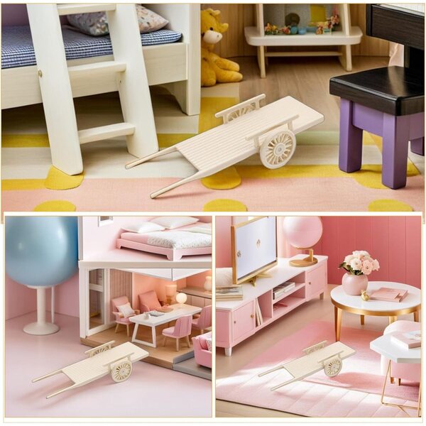 DECHOUS Mini Attrezzi da Giardino e Camion Ribaltabile per Casa delle Bambole Beige