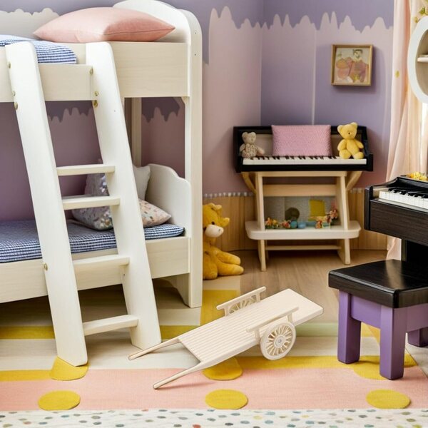 DECHOUS Mini Attrezzi da Giardino e Camion Ribaltabile per Casa delle Bambole Beige
