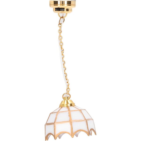 RIZGHWOY Lampada da soffitto LED in metallo bianca per casa delle bambole 1:12