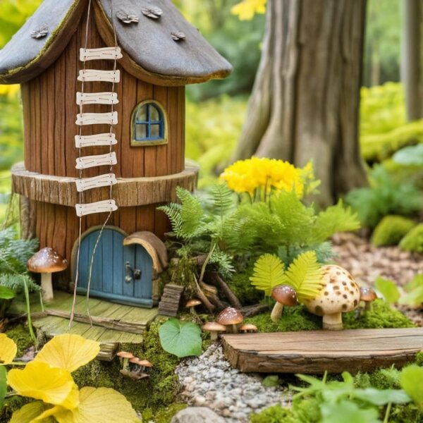 SEWACC Mini-Holzleiter für Feengärten und Miniaturdekorationen