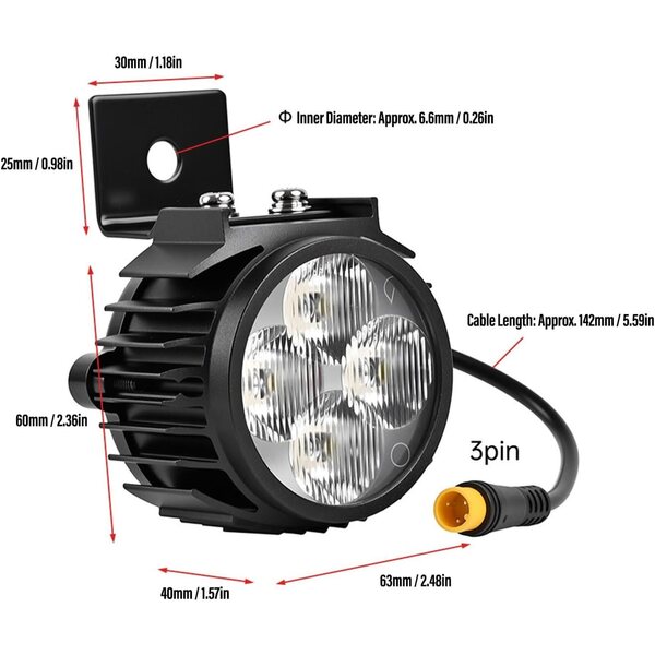 10-Zoll-LED-Scheinwerfer mit Hupe für Kukirin Elektroroller, RiToEasysports ABS-Frontlicht