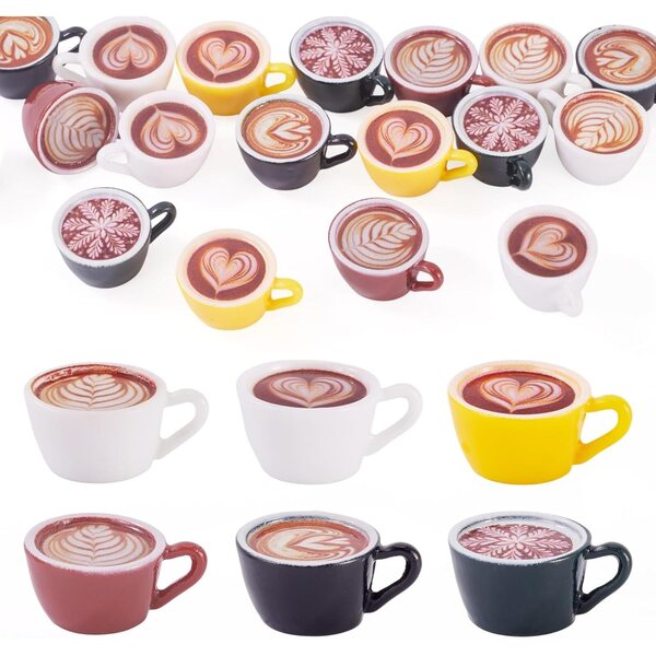 Mini-Kaffeetassen aus Kunstharz, 24 Stück, 6 Farben für DIY-Dekorationen