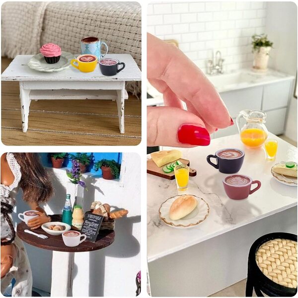 Mini-Kaffeetassen aus Kunstharz, 24 Stück, 6 Farben für DIY-Dekorationen