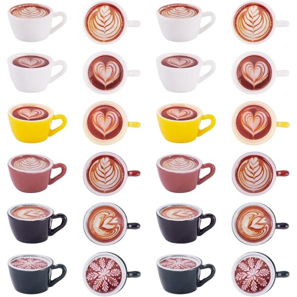 Mini-Kaffeetassen aus Kunstharz, 24 Stück, 6 Farben für DIY-Dekorationen