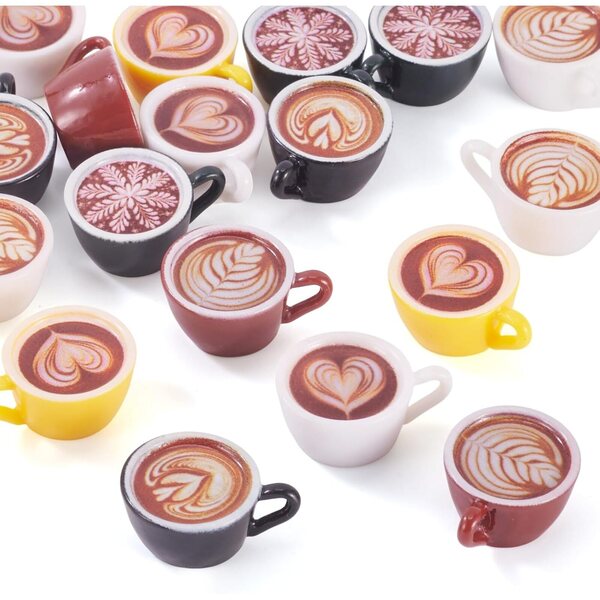 Mini-Kaffeetassen aus Kunstharz, 24 Stück, 6 Farben für DIY-Dekorationen