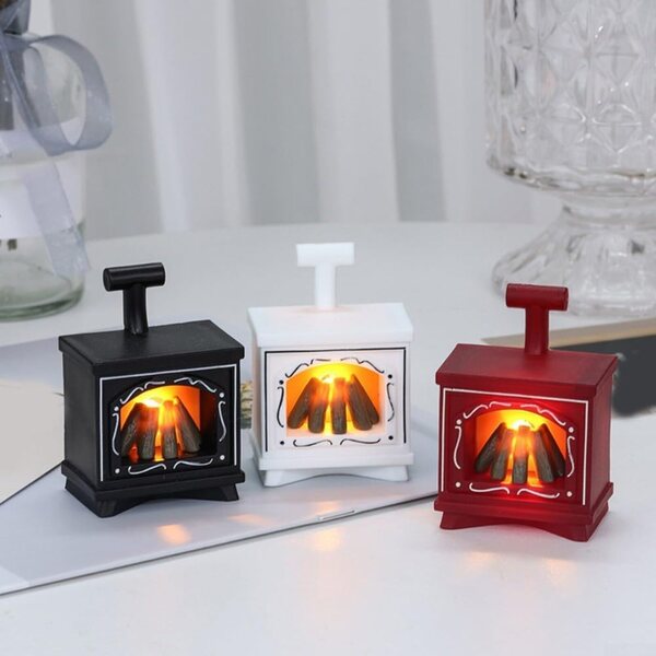 Set mit 3 warmen und flackernden Mini-LED-Kaminlichtern für Häuser und Puppen TDCuizent